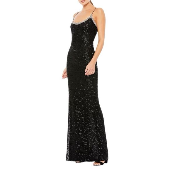 MAC DUGGAL Women’s Beaded Spaghetti Strap Column Gown in the Size 6 in White - Picture 14 of 16